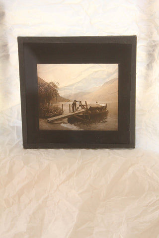Old Magic Lantern Slide - Lake Lugano Evening (Italy)