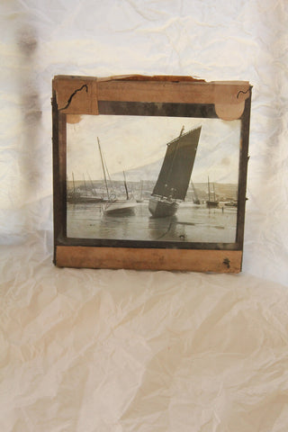 Old Magic Lantern Slide - Sleeping Boats