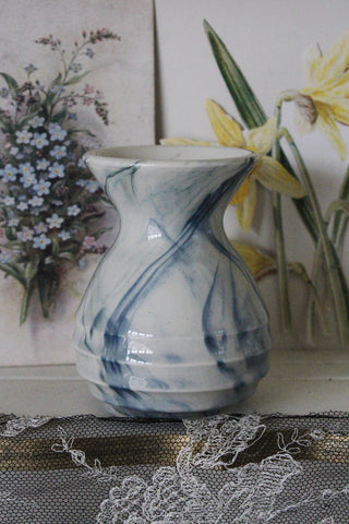 Vintage Marble Glazed Studio Pottery Posy Vase