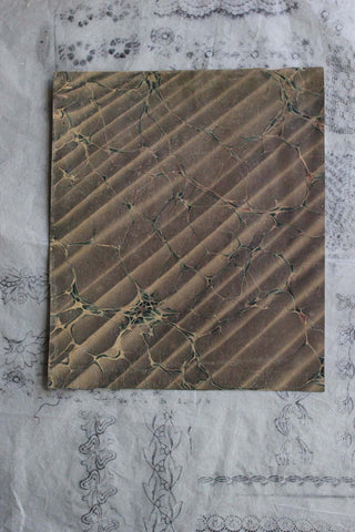 Old Rare Printed Reclaimed Deco Book End Page - Marbled & Pleated Print (1)