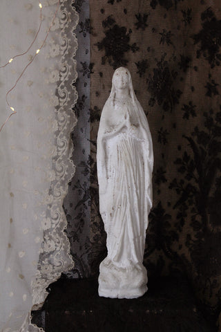 A Time Worn Old Lady of Lourdes Heavy Chalk Plaster