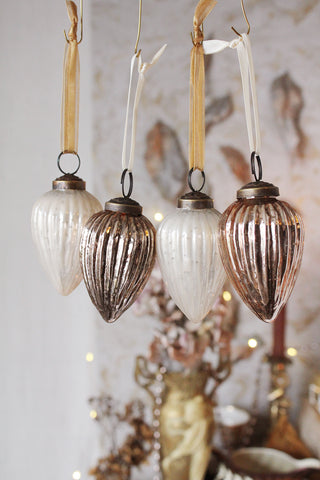 Beautiful Large Glass Decorations - Church White & Warm Gold
