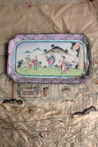 Old Enamelled Canton Chinese Metal Dish