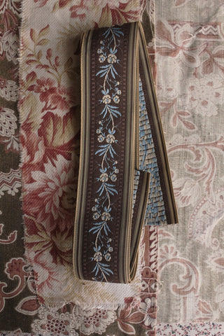 Vintage Woven Floral Milliner's Ribbon - Espresso