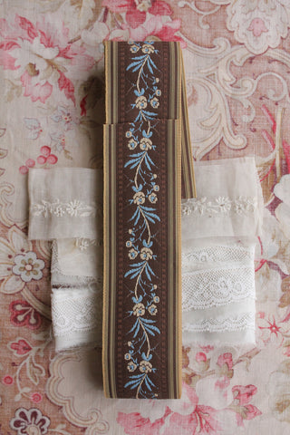 Vintage Woven Floral Milliner's Ribbon