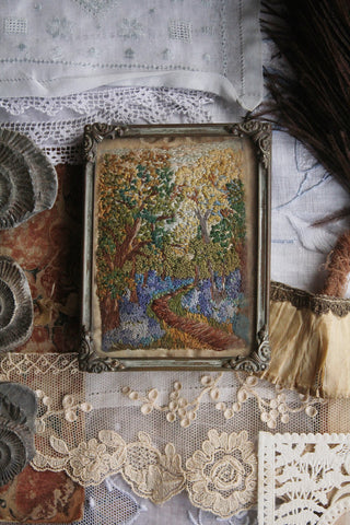 Hand Embroidered Miniature - Walk Through A Bluebell Wood