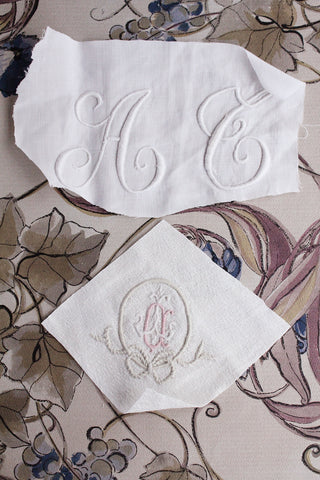 Two Old Hand Embroidered Monograms