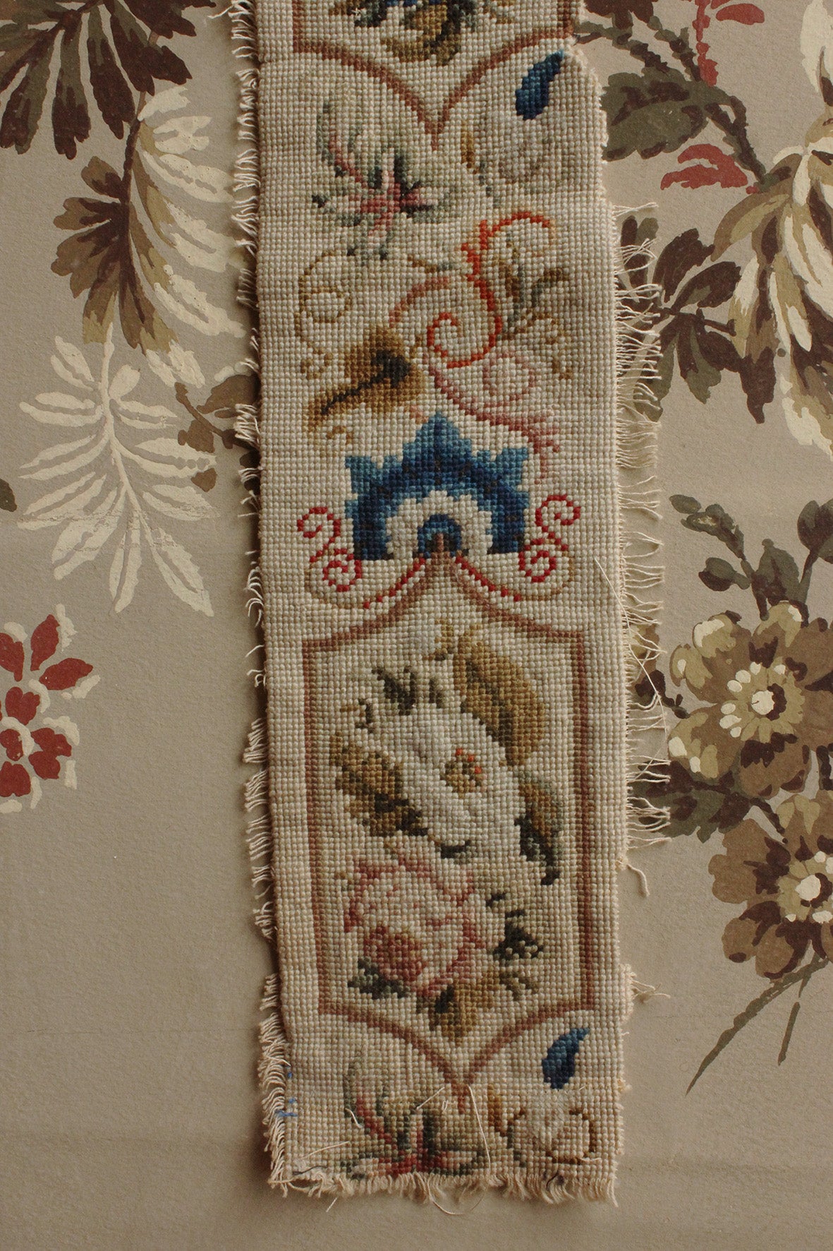 Old Floral Needlepoint Panel