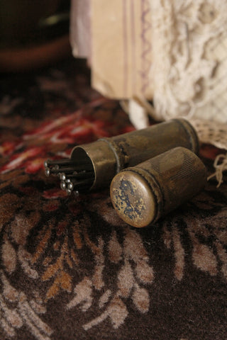 Old Brass Needle Holder