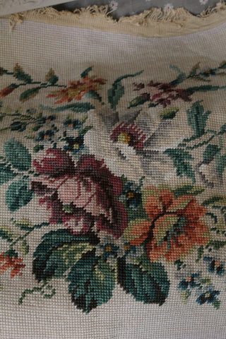 Exquisite Old Floral Reclaimed Needlepoint - No.4