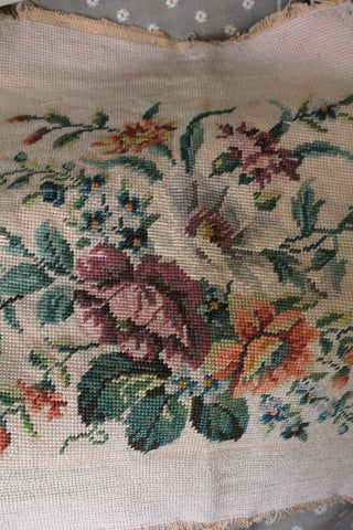 Exquisite Old Floral Reclaimed Needlepoint - No.1