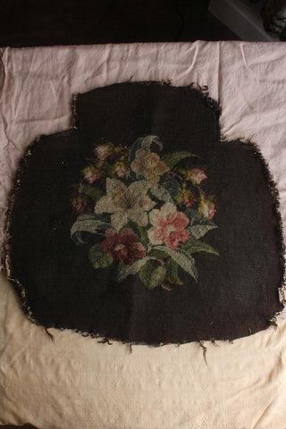 Old Reclaimed French Floral Needlepoint
