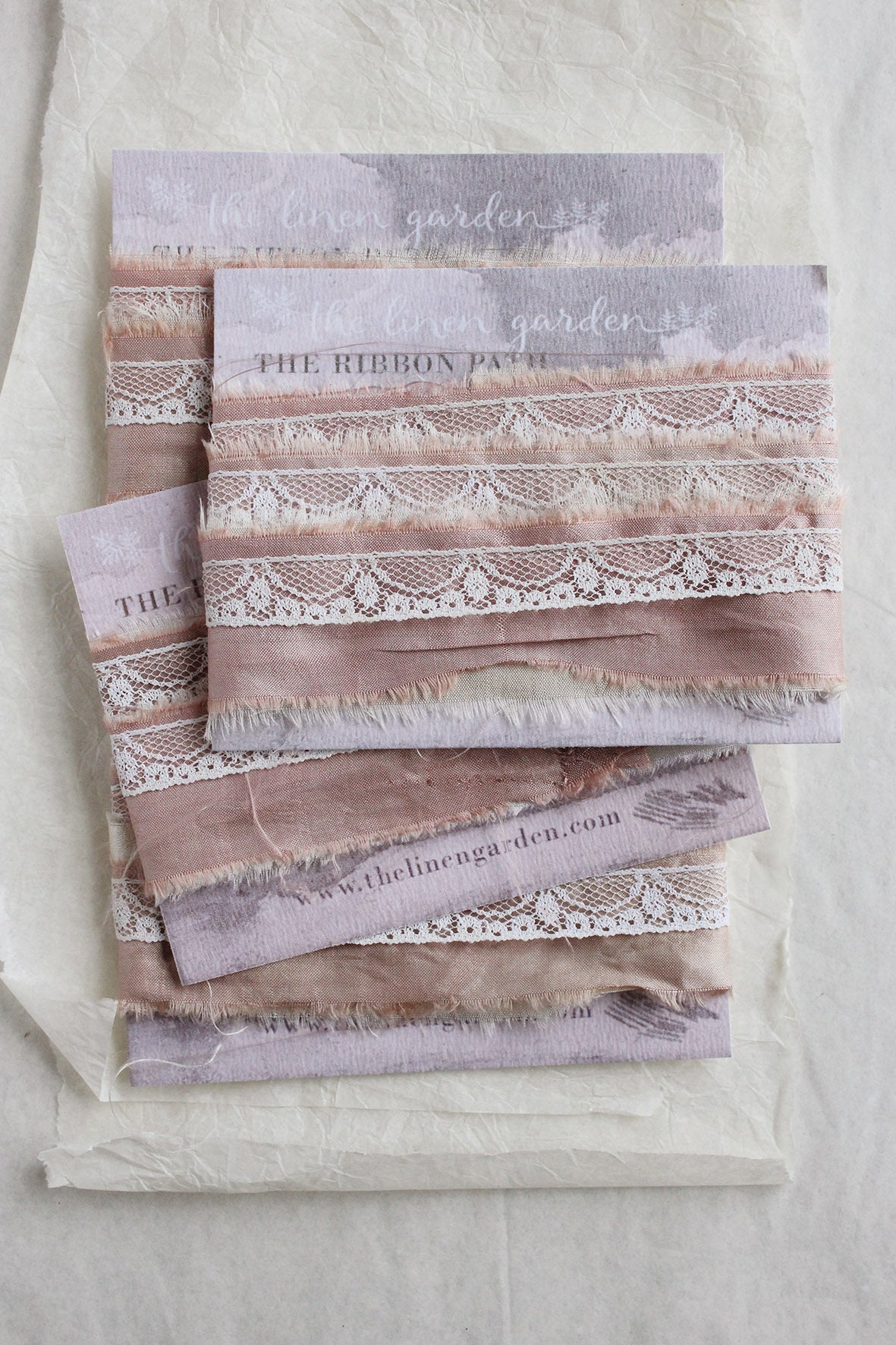 Rare Double Reed Parisienne Patisserie - Delicate Silk & Lace Ribbon (30) – The Linen Garden