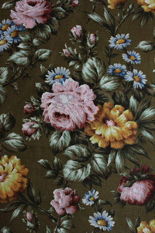 Vintage Dress Fabric - Roses & Fern