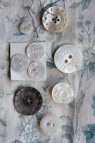 Collection of Interesting Antique Mother of Pearl Carved Buttons - set 2
