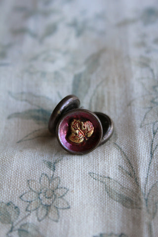 Exquisite Antique Glass Buttons with a Gold Leaf Detail