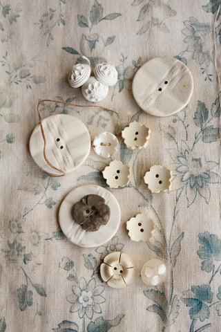 Vintage Floral & Geo Cream & White Buttons