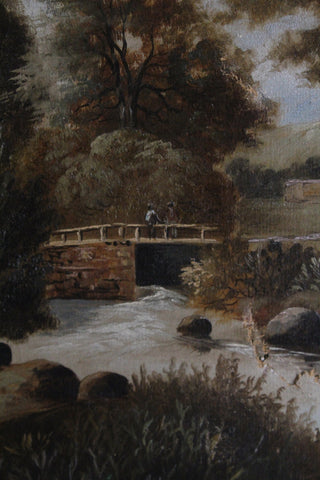 Old Perfectly Imperfect Miniature Landscape Painting - Oil on Canvas