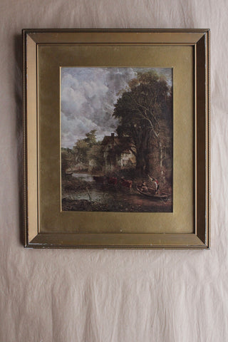 Detailed Old Framed Print - Life by the River