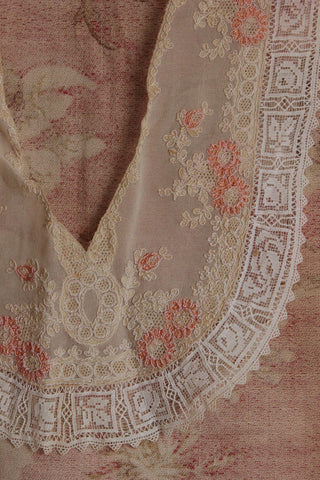 Reclaimed Orange Cream Embroidered Lace Dress Detailing