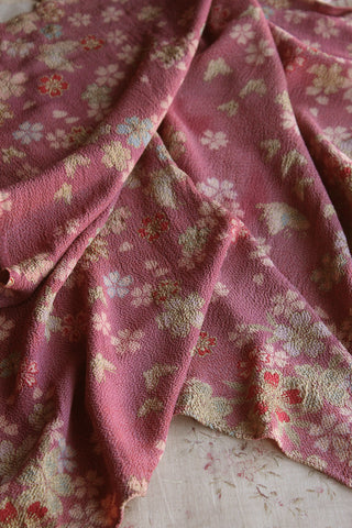 Lovely Vintage Floral Crepe Chinese Cloth