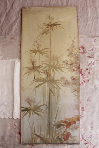 Beautiful Delicate 19th Century Painting - Blossom & Reed