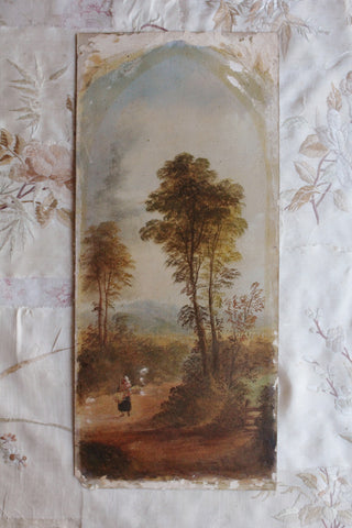 Beautiful Late 19th Century Reclaimed Landscape Oil - The Walk