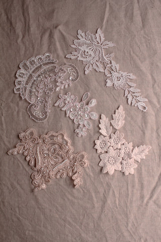 Reclaimed Beaded Bridal Dress Appliques - Pale Pinks & Whites - No.1