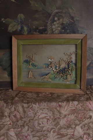 Antique Framed Scene in Sculptured Paper and Brushmarks