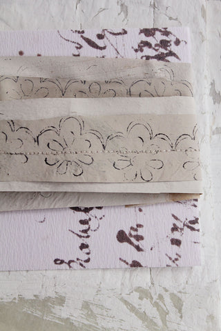 Old Hand Printed Wallpaper Panel - No.3