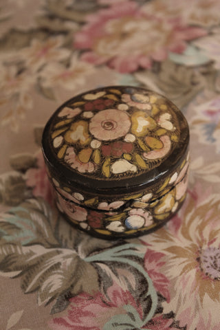 Vintage Hand Painted Papier Mache Trinket Pot