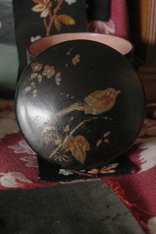 Hand Painted Papier Mache Powder Pot