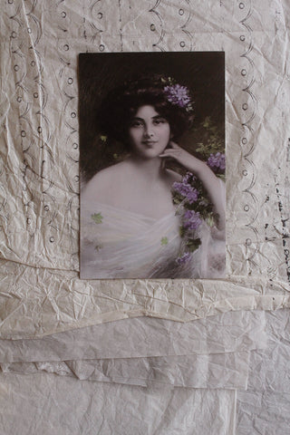 Old Postcard - Flowers in Her Hair