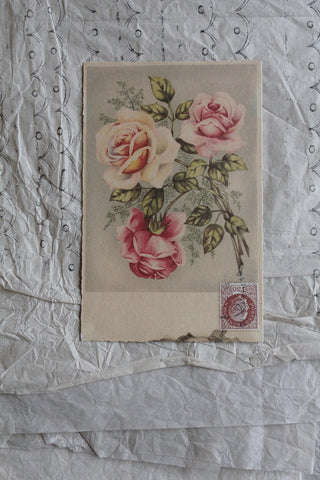 Old French Postcard - Roses