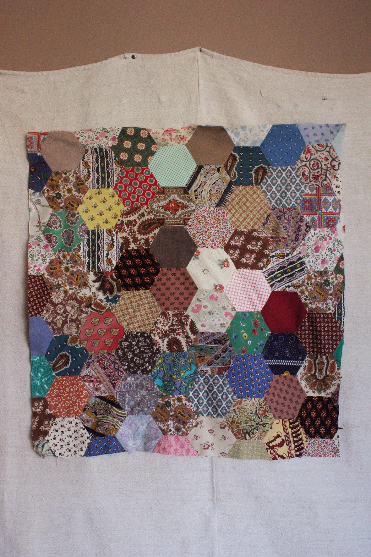 Large Reclaimed Old Hand Stitched Archive Patchwork Panel (nine)