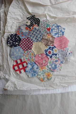 Reclaimed Antique Hand Stitched Patchwork Panel - 30