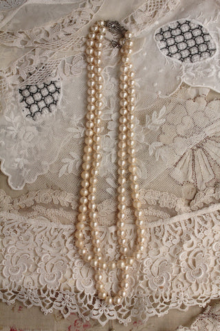 Double Stranded Faux Pearl Necklace