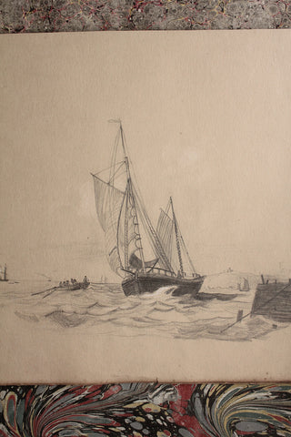 Old Pencil Drawing - Sailing Boats