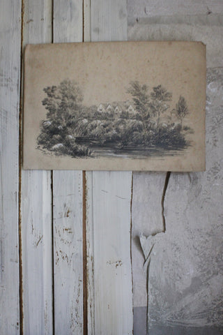 Old Mid Victorian Pencil & Chalk Study
