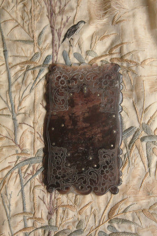 Large Old Etched Mother Of Pearl Pendant