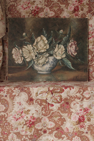 Vintage French Floral Impressionist Oil Painting on Canvas