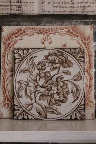 Old Floral Victorian Tile - Linear Peonies