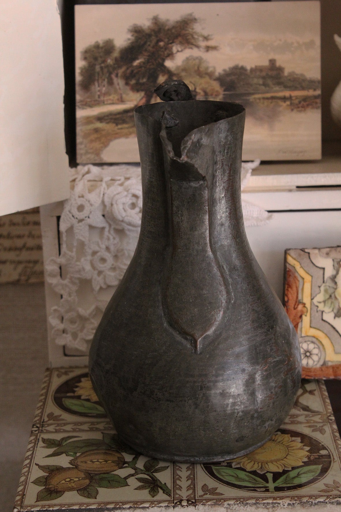 Very Old Pewter Pitcher/Vase