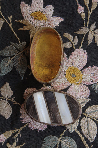 Old Shell & Brass Pill Box