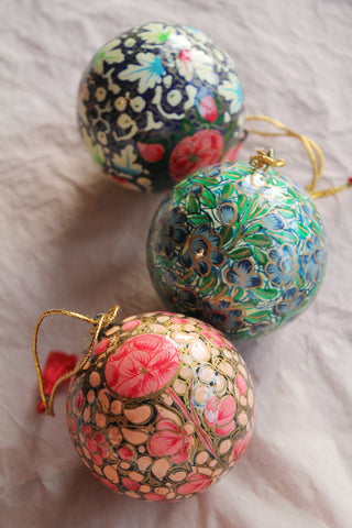 Hand Painted Floral Ornaments - Trio