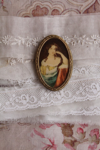 Old Brass Framed Brooch