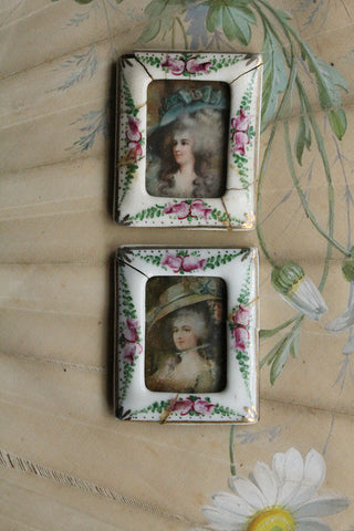 Beautiful Porcelain Hand Painted Miniature Frames with Original Prints