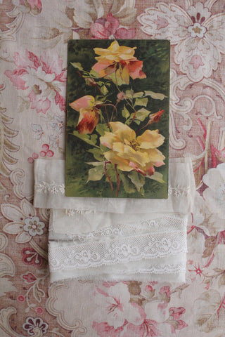 Old Collectable Postcard - Yellow & Blush Roses