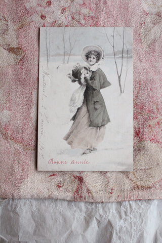 Old Collectable French Postcard - Sentiment - 8