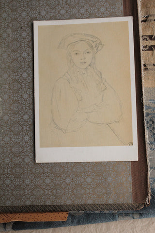 Collectable Postcard - Young Girl In A Beret